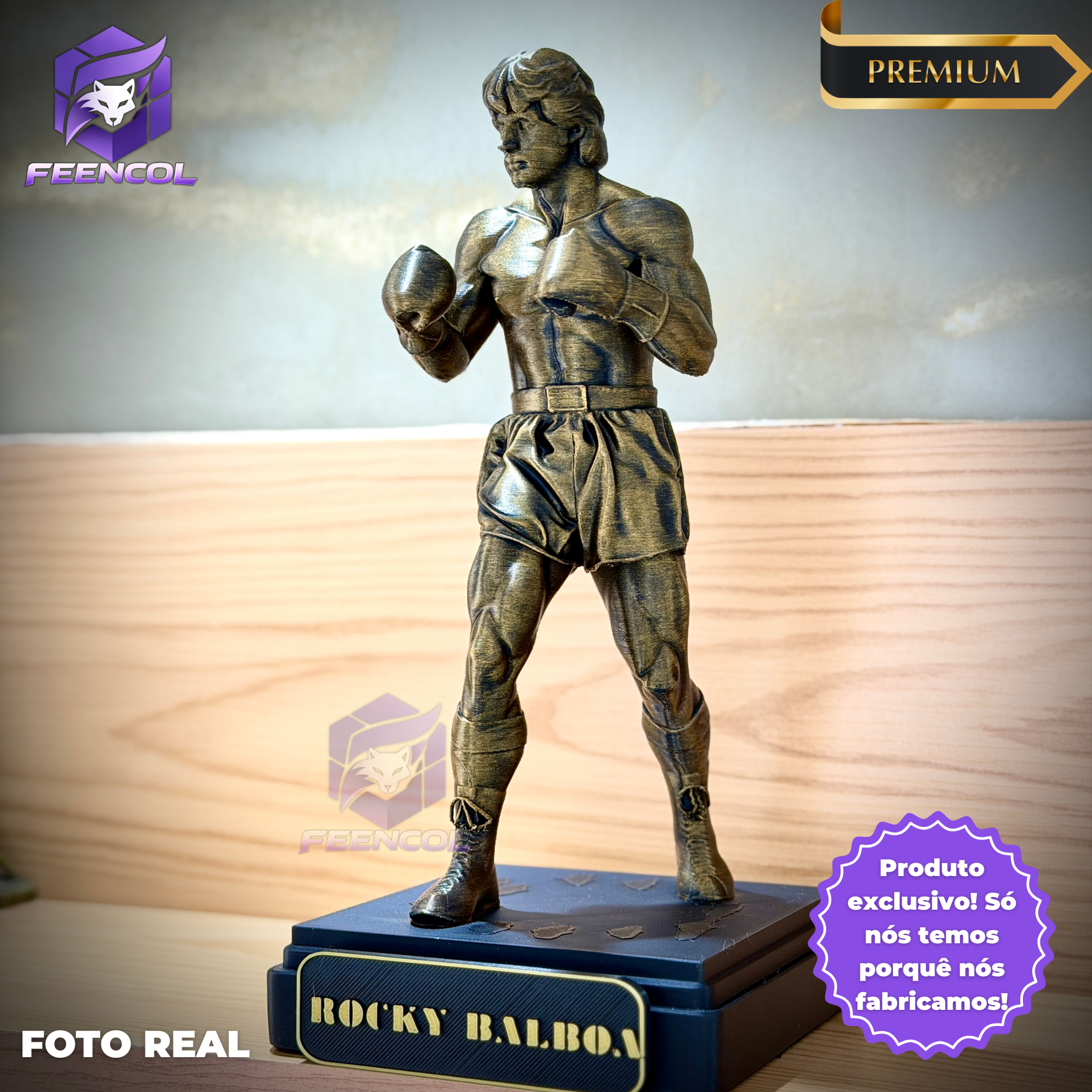 The Champion Rocky – ( Figure Rocky Balboa ) Premium Decorativo  de Luxo pintado a mão, Pronta entrega ORIGINAL.