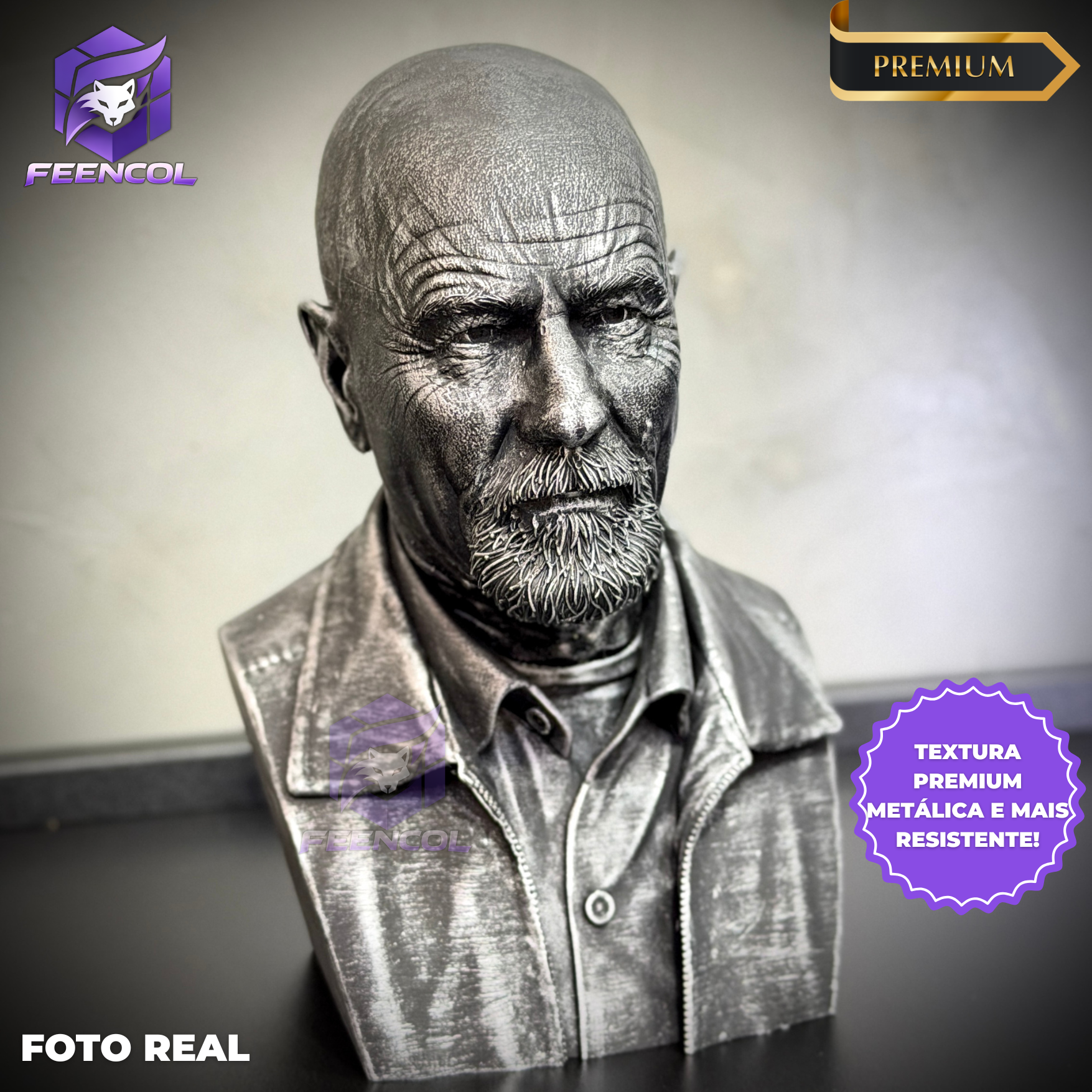 Figure Busto Walter White  (Breaking Bad) Premium de luxo Resina pintado a mão  Pronta Entrega