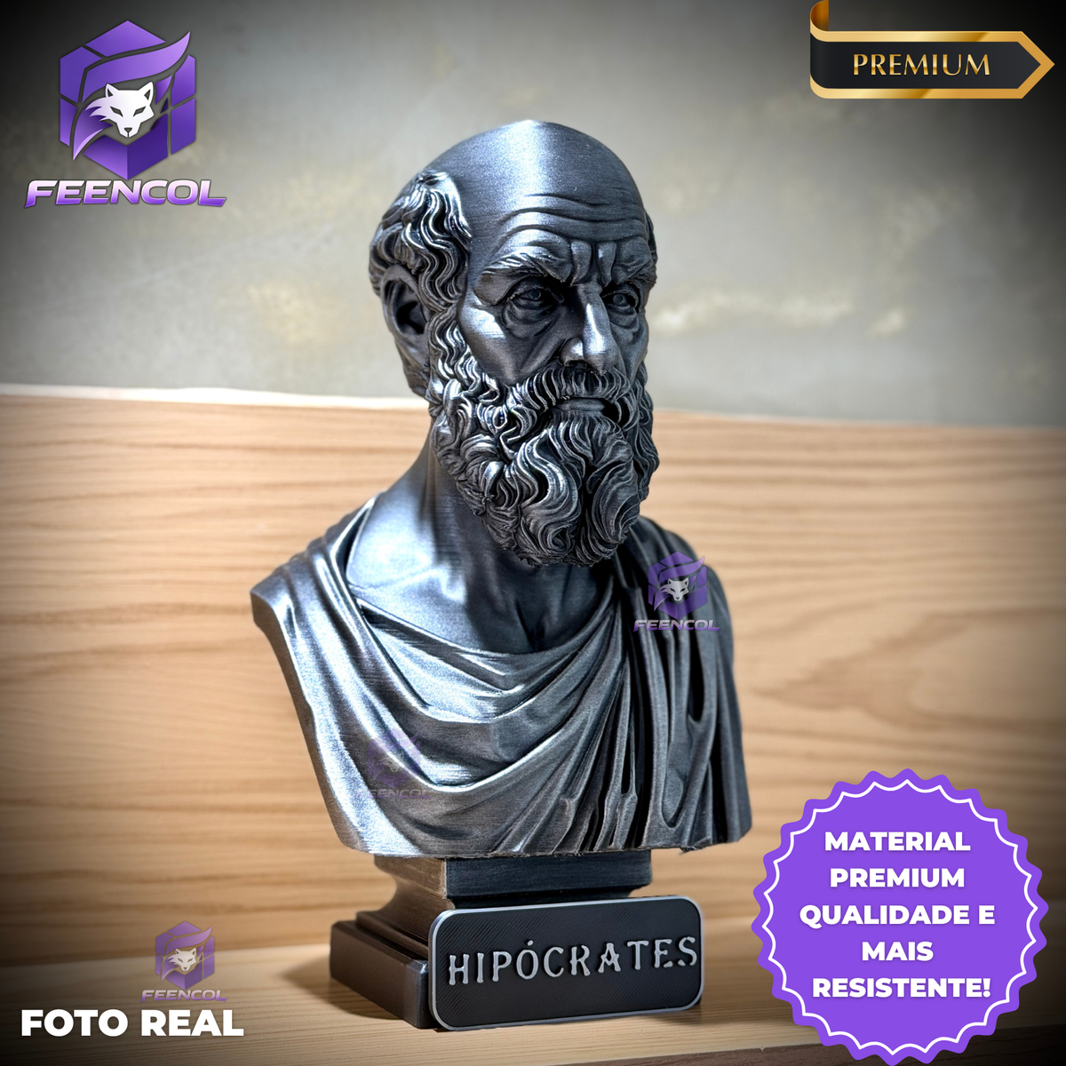The HipócratesLegacy ( Busto Premium de Hipócrates ) Decorativo de Luxo pintado a mão, Pronta entrega ORIGINAL.