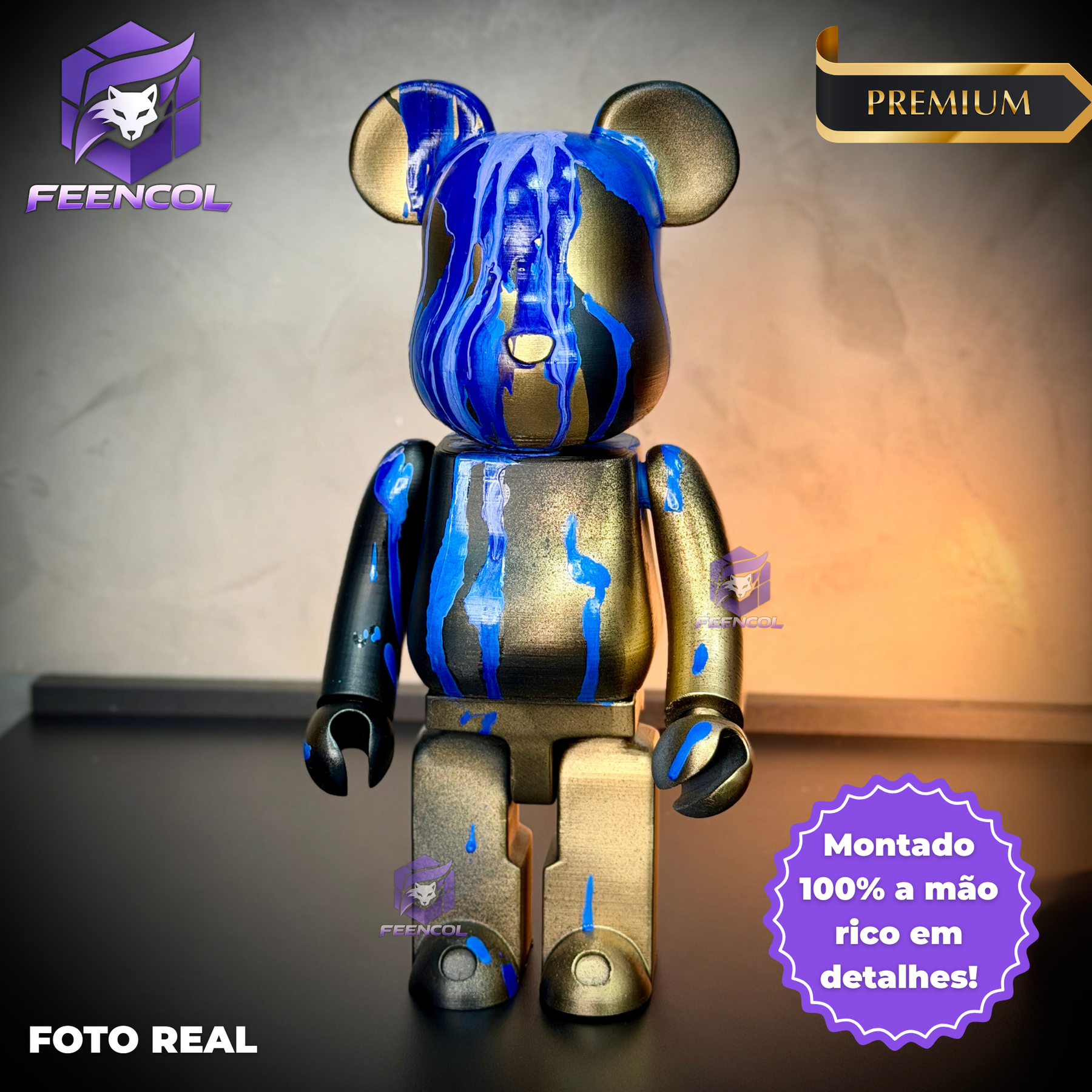 The Metal Bear( Figure Streetart) GRANDE EXCLUSIVO Premium de Luxo pintado a mão, Pronta entrega, Peça única