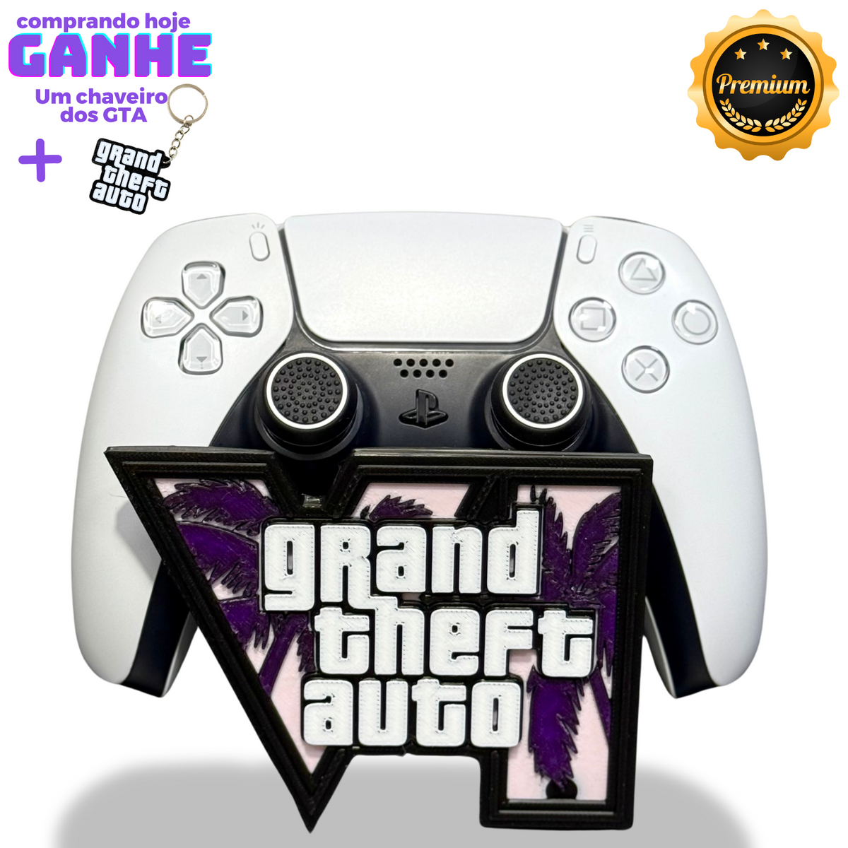 Suporte Premium para Controle Playstation/xbox GTA 6 , de luxo  pintado a mão +CHAVEIRO DE BRINDE Pronta Entrega