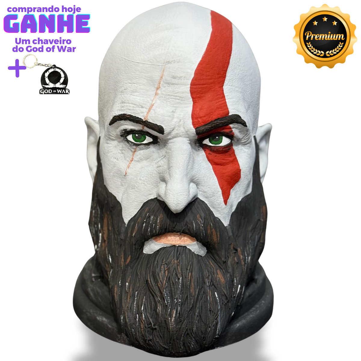 Suporte Para Headset Fone Gamer - Cabeça Kratos God Of War de luxo  pintado a mão Pronta Entrega