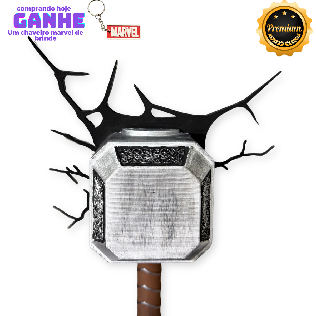 Quadro 3D Martelo do Thor Mjolnir de Luxo de luxo  pintado a mão +CHAVEIRO DE BRINDE Pronta Entrega