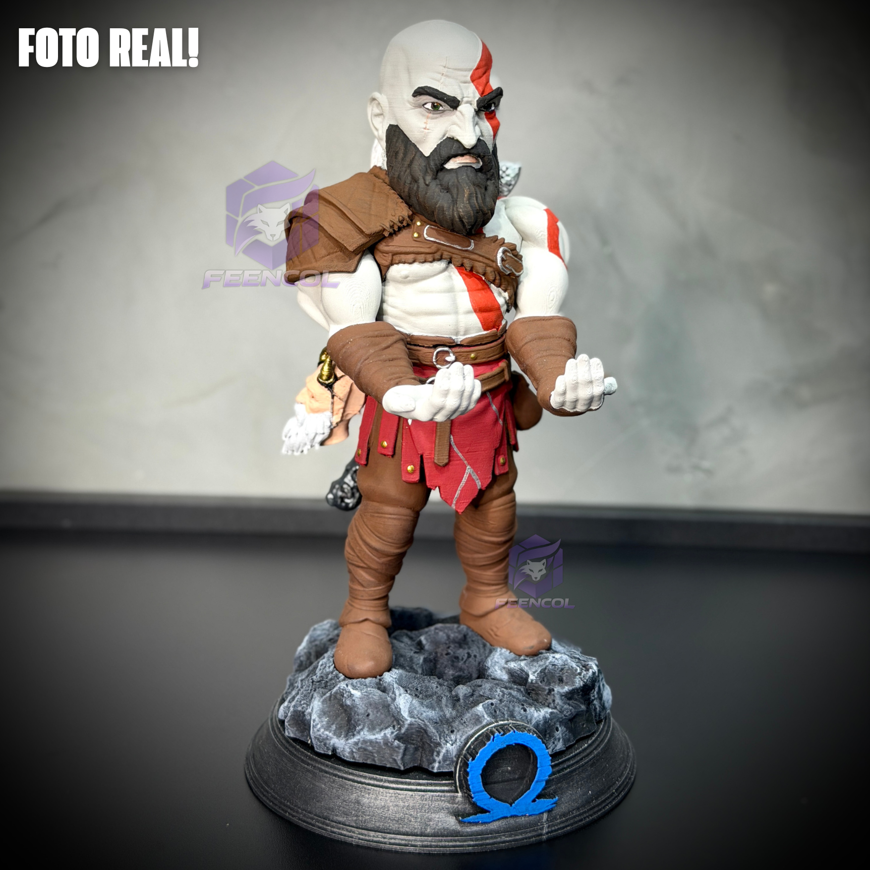 Suporte SUPER Premium Para Controle de Playstation e Xbox Kratos de luxo  pintado a mão Pronta Entrega com chaveiro de brinde