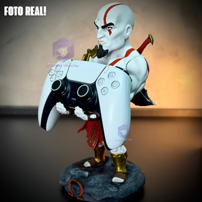 Suporte SUPER Premium Para Controle de Playstation e Xbox Kratos Jovem de luxo  pintado a mão Pronta Entrega com chaveiro de brinde
