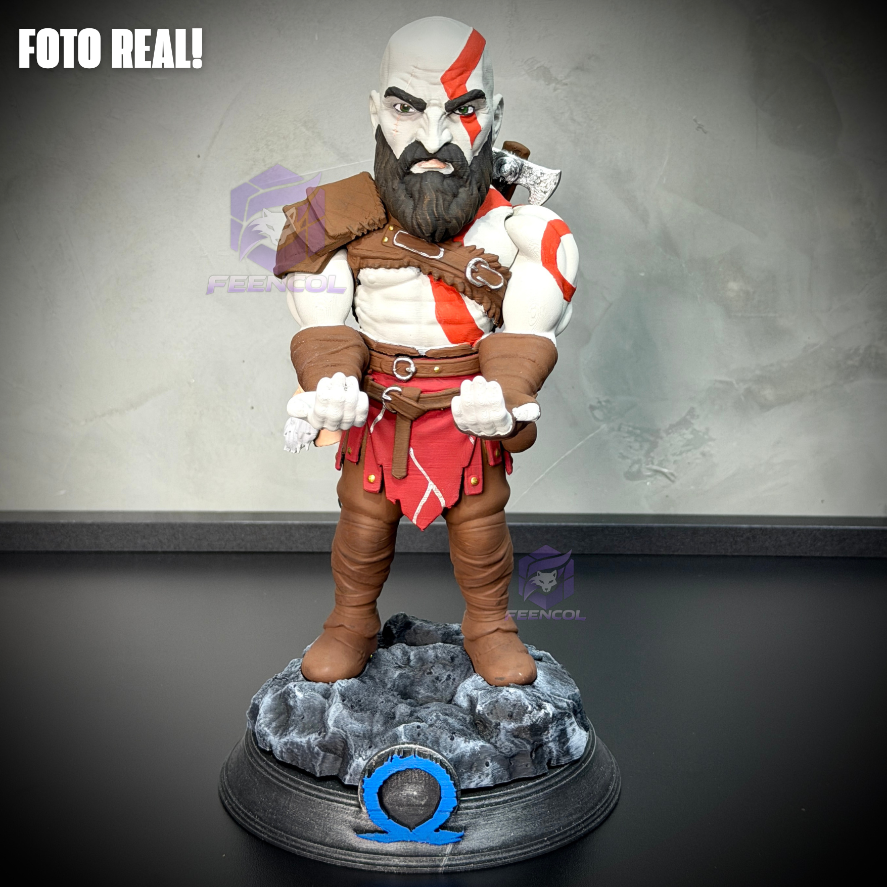 Suporte SUPER Premium Para Controle de Playstation e Xbox Kratos de luxo  pintado a mão Pronta Entrega com chaveiro de brinde