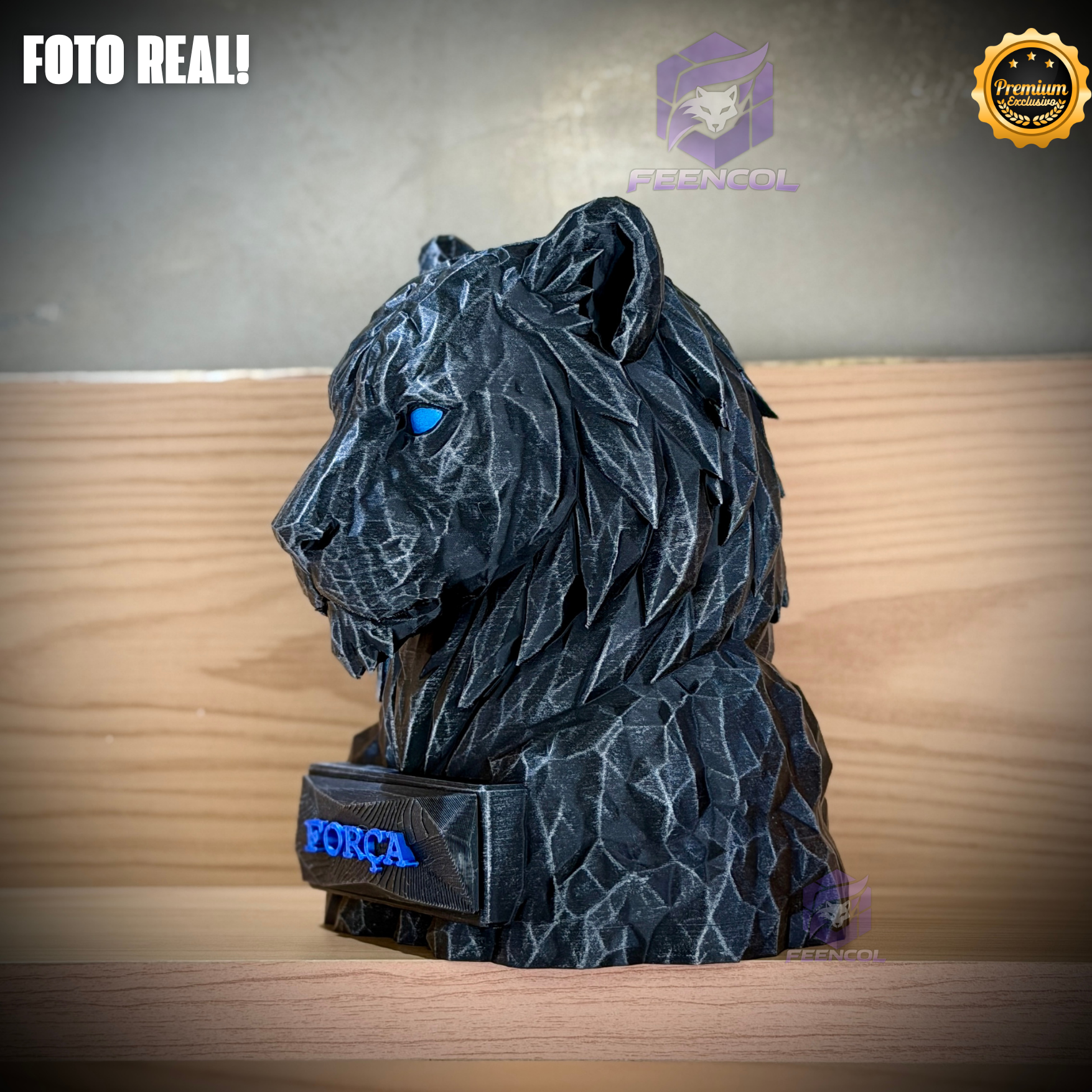 Os Bustos da Fé ORIGINAL Premium Decorativos KIT 3 BUSTOS COMPLETO Aguia Foco, Tigre Força, Leão Fé de Luxo pintados a mão, Pronta entrega