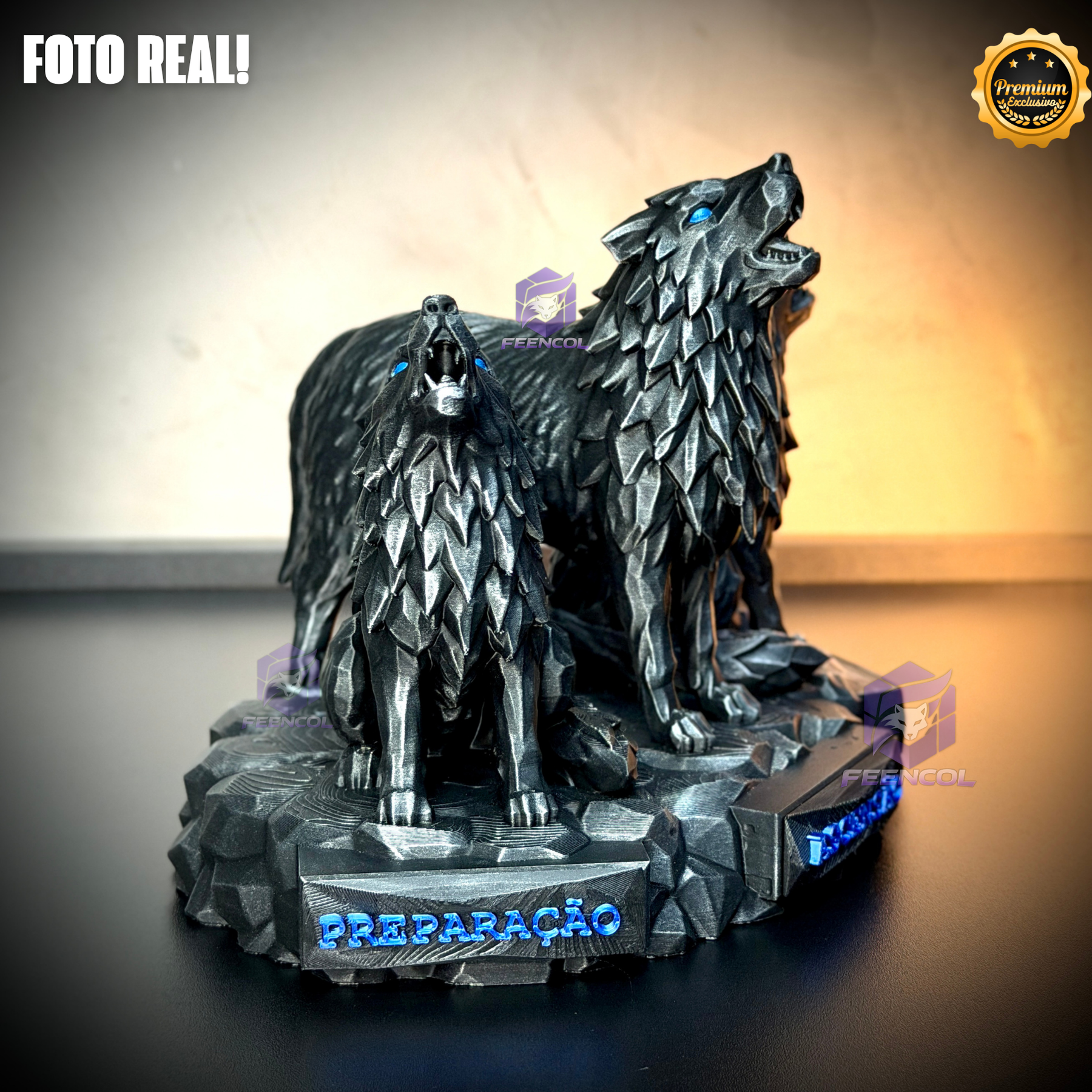 The Wolf Ascension ORIGINAL Premium Decorativos ( 3 Lobos Preparação, Obsessão, Ascensão) de Luxo pintados a mão, Pronta entrega