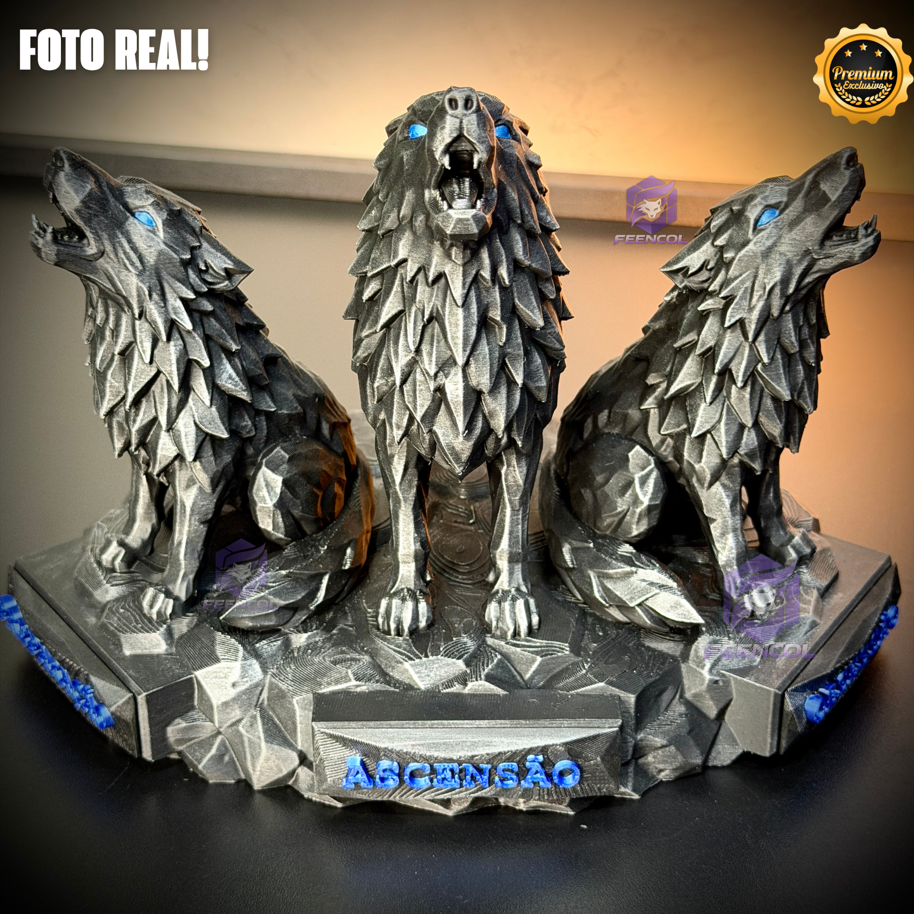 The Wolf Ascension ORIGINAL Premium Decorativos ( 3 Lobos Preparação, Obsessão, Ascensão) de Luxo pintados a mão, Pronta entrega