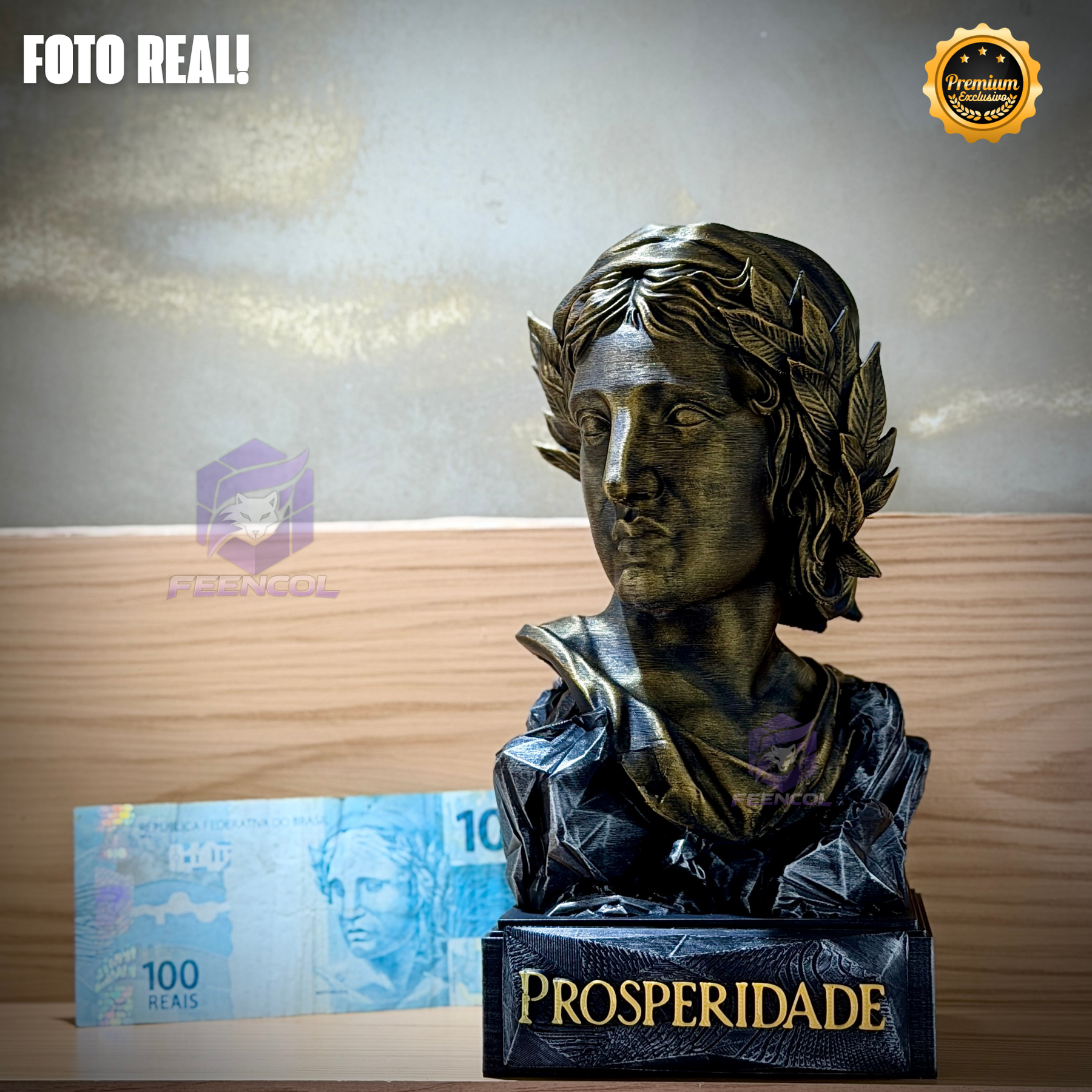 A Efígie da Prosperidade ( Busto mulher da cédula) Premium Decorativo  de Luxo pintado a mão, Pronta entrega ORIGINAL EXCLUSIVO