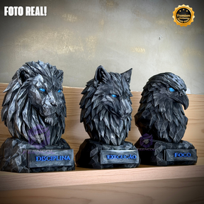 Os bustos do Poder ORIGINAL Premium Decorativos KIT 3 BUSTOS COMPLETO  Leão Disciplina, Lobo Execução, Aguia Foco, de Luxo pintados a mão, Pronta entrega