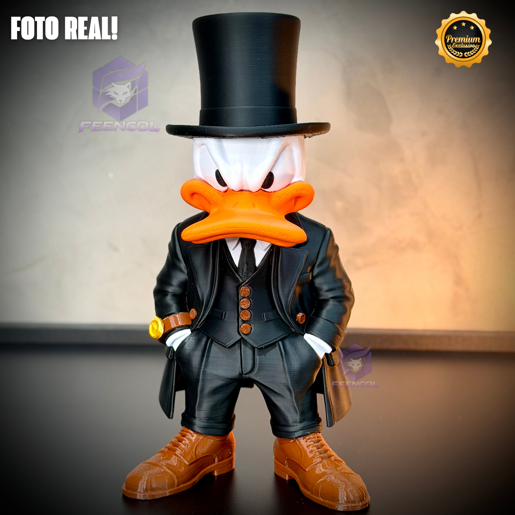 O Pato Donald Old Money – ( Figure decorativa Pato Donald Terno e cartola) GRANDE EXCLUSIVO Premium de Luxo a mão, Pronta entrega