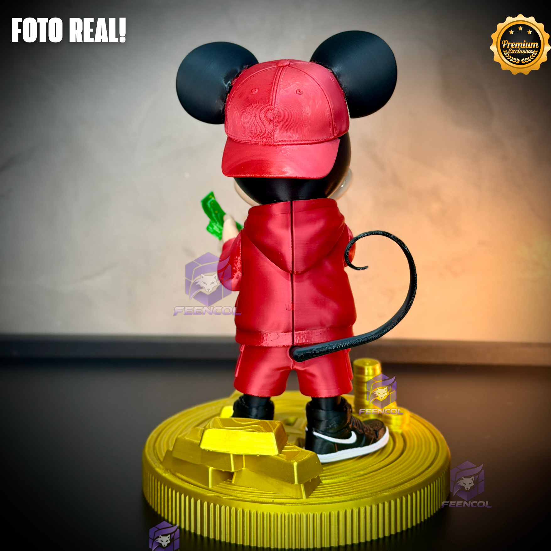 The Money Mickey– ( Figure decorativa Mickey Milionário) EXCLUSIVO Premium de Luxo a mão, Pronta entrega, Frete Grátis