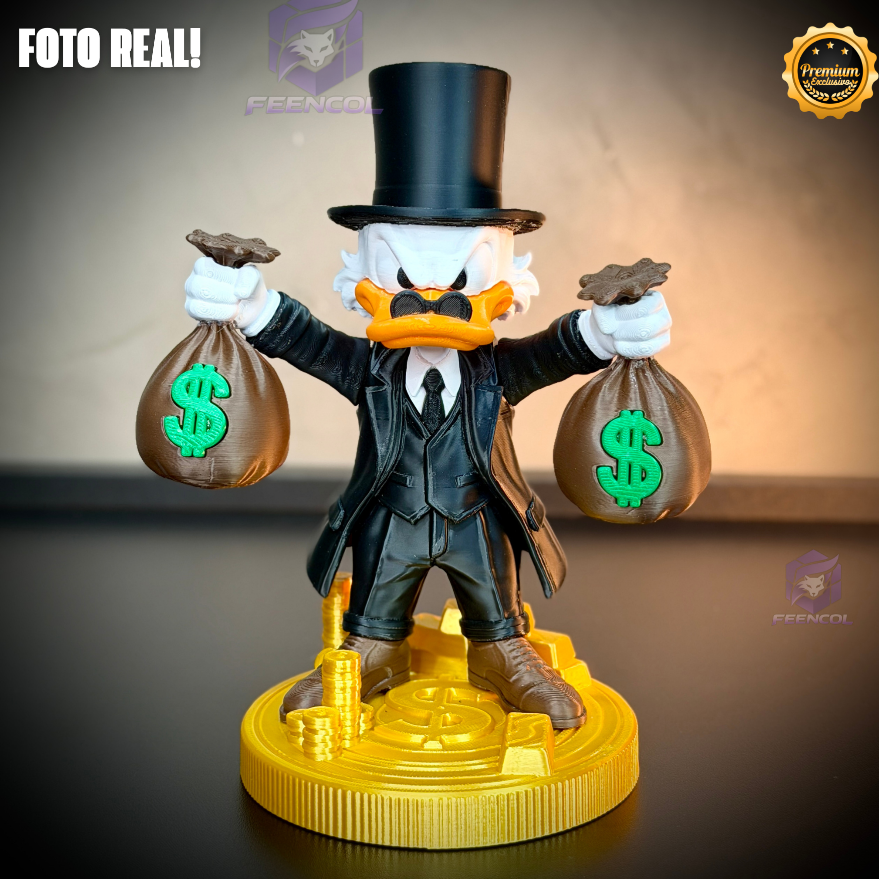 The Old Money Duck – ( Figure decorativa Tio Patinhas saco de dinheiro) EXCLUSIVO Premium de Luxo a mão, Pronta entrega, Frete Grátis