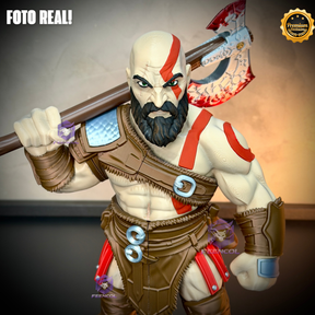 The God of War Kratos ( Figure decorativa Kratos ) GRANDE EXCLUSIVO Estilo Cartoon Pintado a mão Premium de Luxo a mão, Pronta entrega