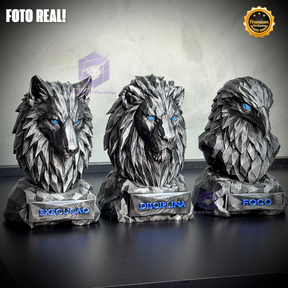 Os bustos do Poder ORIGINAL Premium Decorativos KIT 3 BUSTOS COMPLETO  Leão Disciplina, Lobo Execução, Aguia Foco, de Luxo pintados a mão, Pronta entrega
