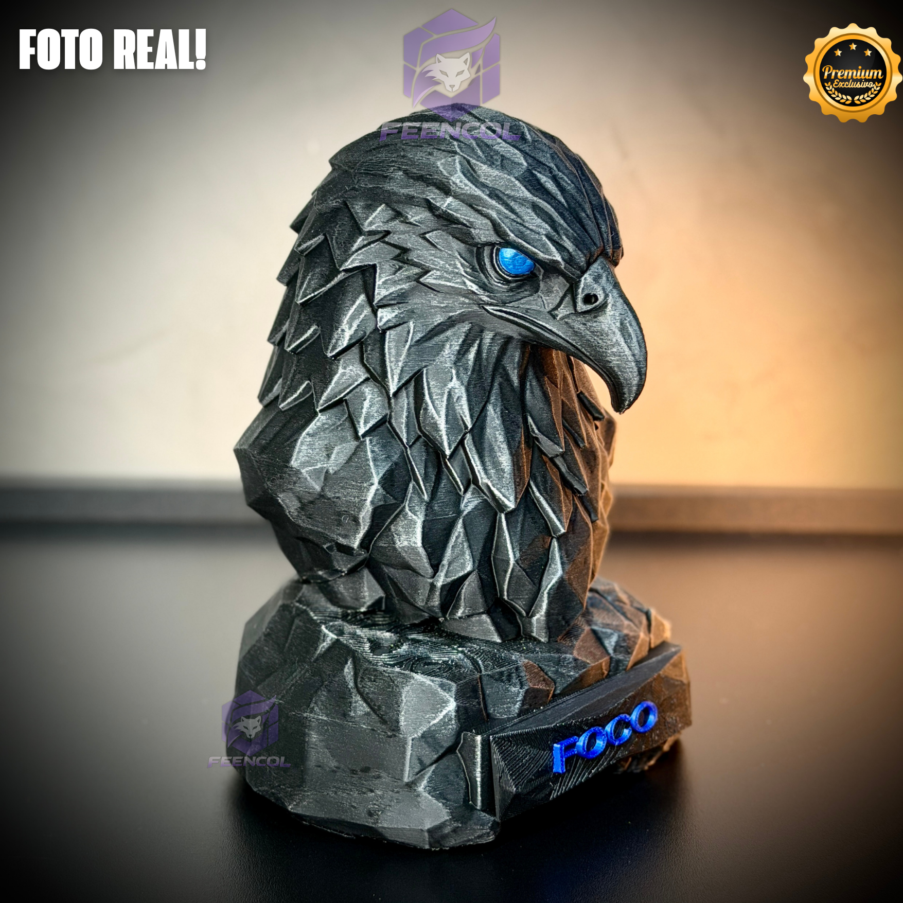 Os Bustos da Fé ORIGINAL Premium Decorativos KIT 3 BUSTOS COMPLETO Aguia Foco, Tigre Força, Leão Fé de Luxo pintados a mão, Pronta entrega