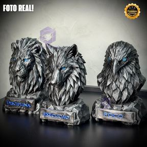 Os bustos do Poder ORIGINAL Premium Decorativos KIT 3 BUSTOS COMPLETO  Leão Disciplina, Lobo Execução, Aguia Foco, de Luxo pintados a mão, Pronta entrega