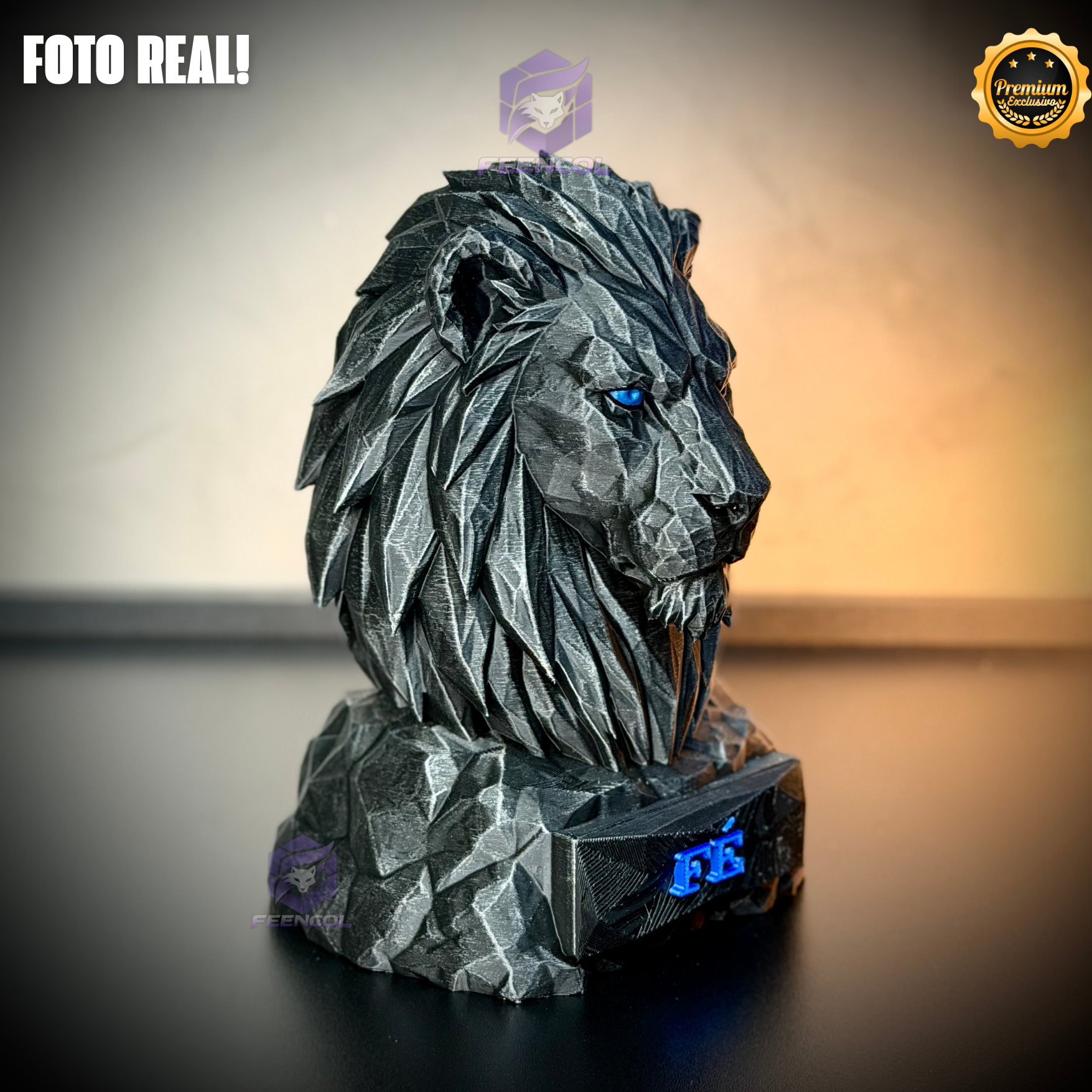 Os Bustos da Fé ORIGINAL Premium Decorativos KIT 3 BUSTOS COMPLETO Aguia Foco, Tigre Força, Leão Fé de Luxo pintados a mão, Pronta entrega