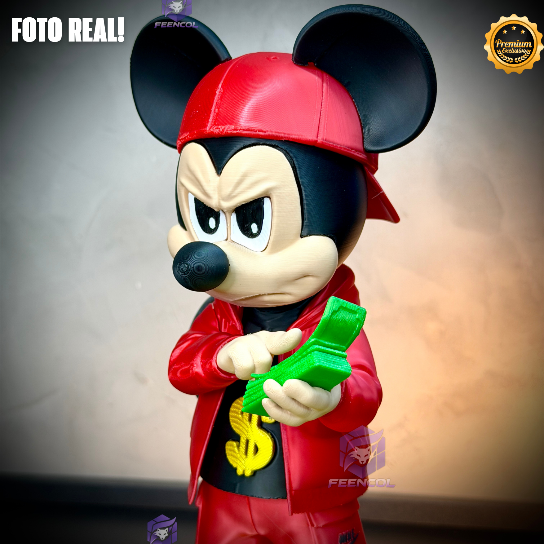The Money Mickey– ( Figure decorativa Mickey Milionário) EXCLUSIVO Premium de Luxo a mão, Pronta entrega, Frete Grátis
