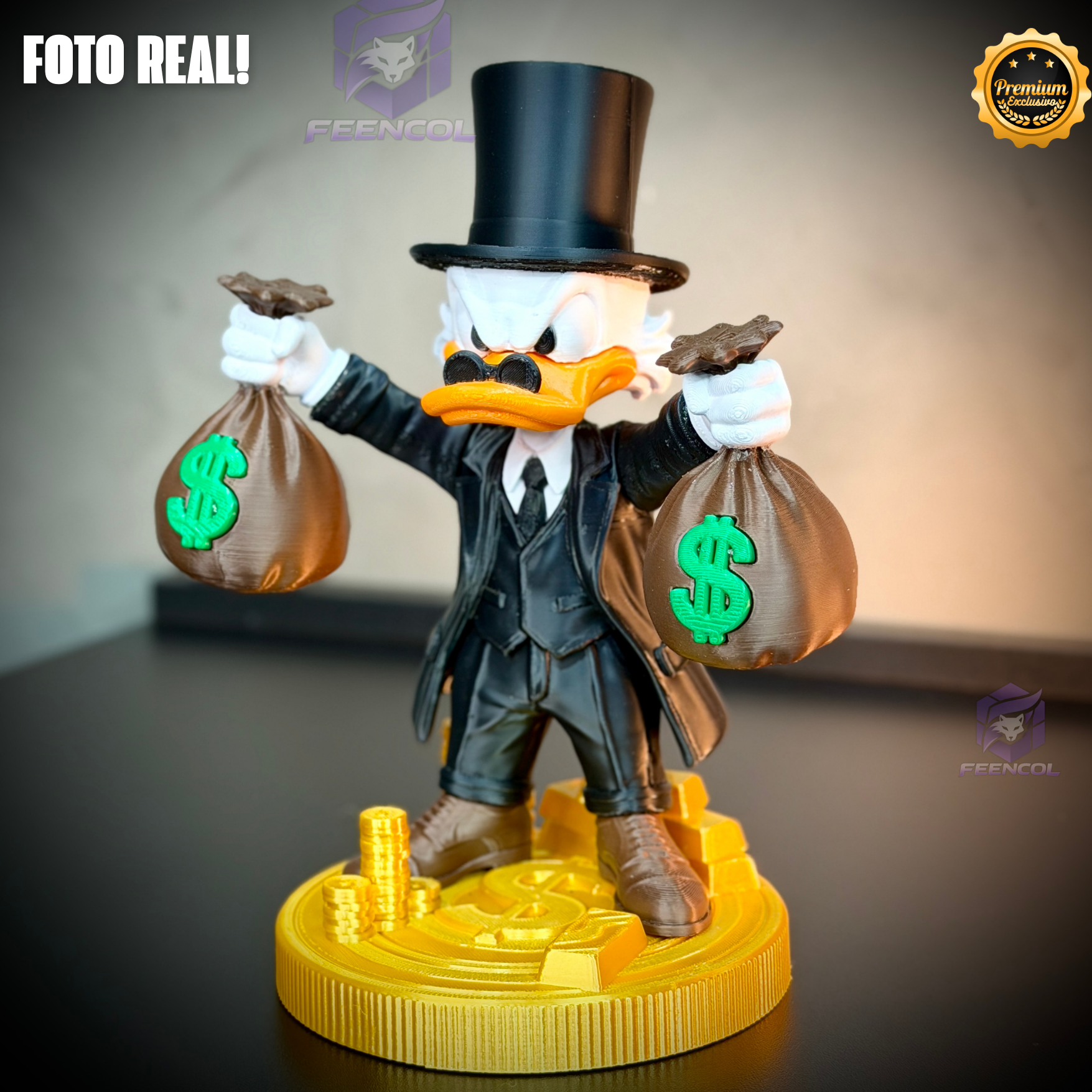 The Old Money Duck – ( Figure decorativa Tio Patinhas saco de dinheiro) EXCLUSIVO Premium de Luxo a mão, Pronta entrega, Frete Grátis
