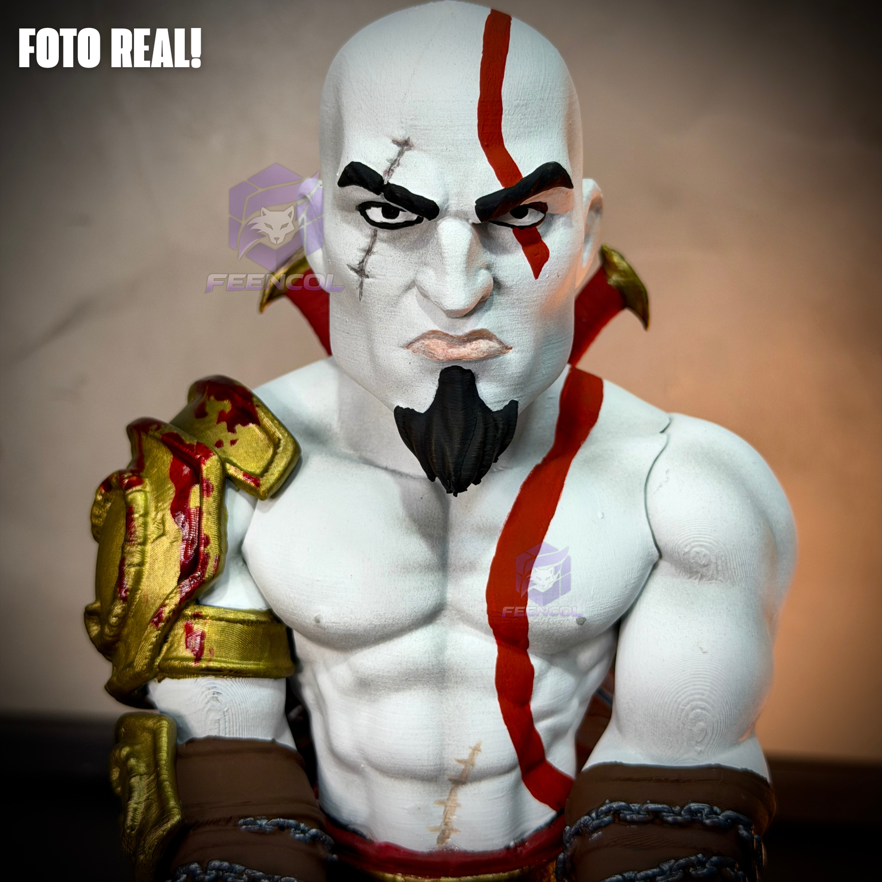 Suporte SUPER Premium Para Controle de Playstation e Xbox Kratos Jovem de luxo  pintado a mão Pronta Entrega com chaveiro de brinde
