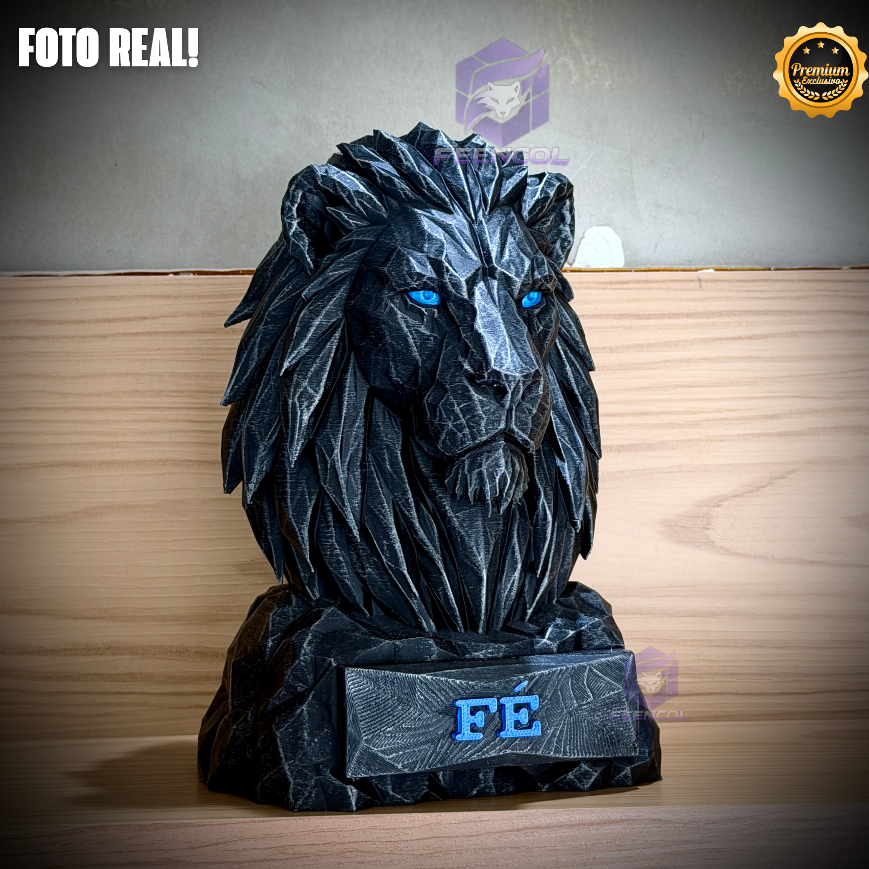 Os Bustos da Fé ORIGINAL Premium Decorativos KIT 3 BUSTOS COMPLETO Aguia Foco, Tigre Força, Leão Fé de Luxo pintados a mão, Pronta entrega
