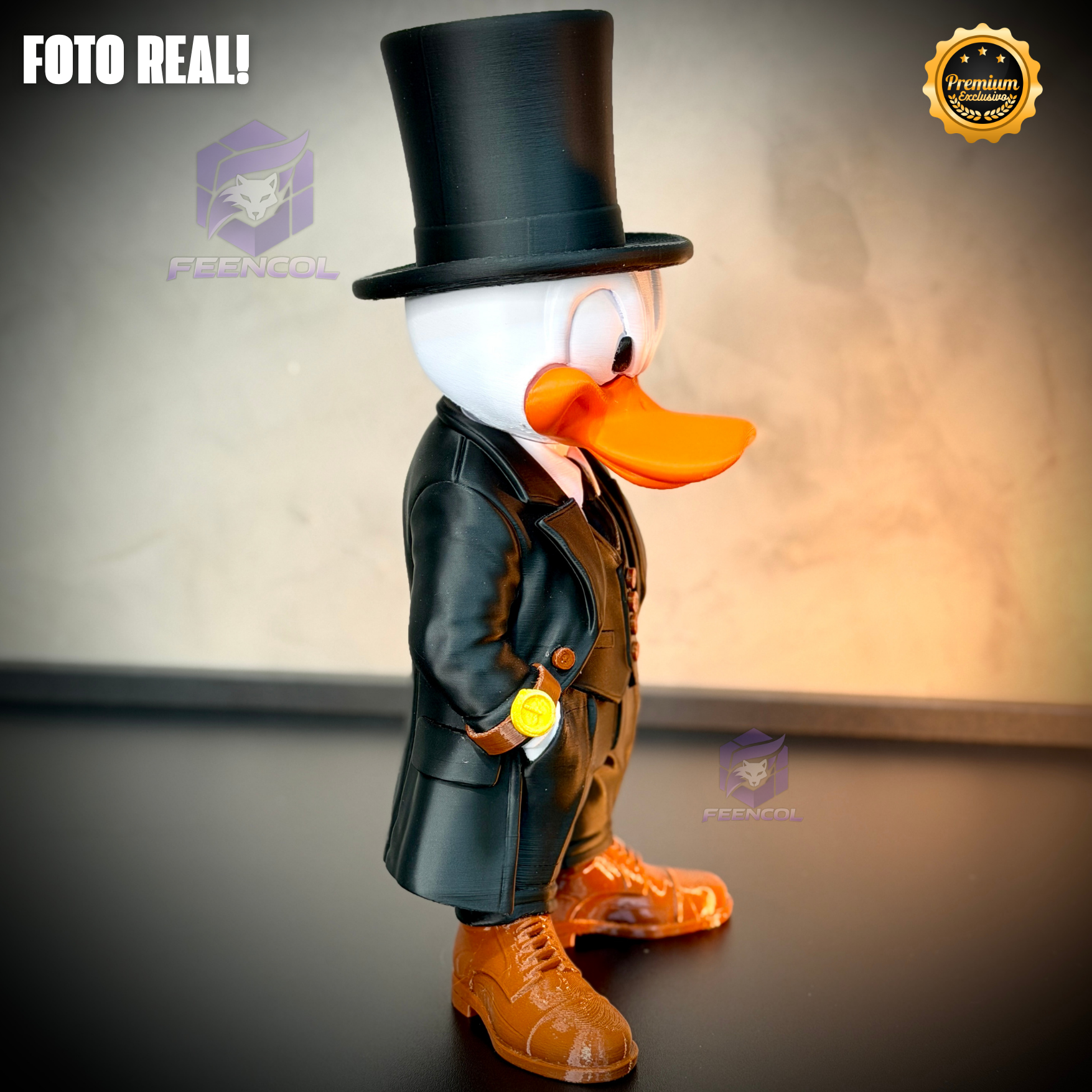 O Pato Donald Old Money – ( Figure decorativa Pato Donald Terno e cartola) GRANDE EXCLUSIVO Premium de Luxo a mão, Pronta entrega