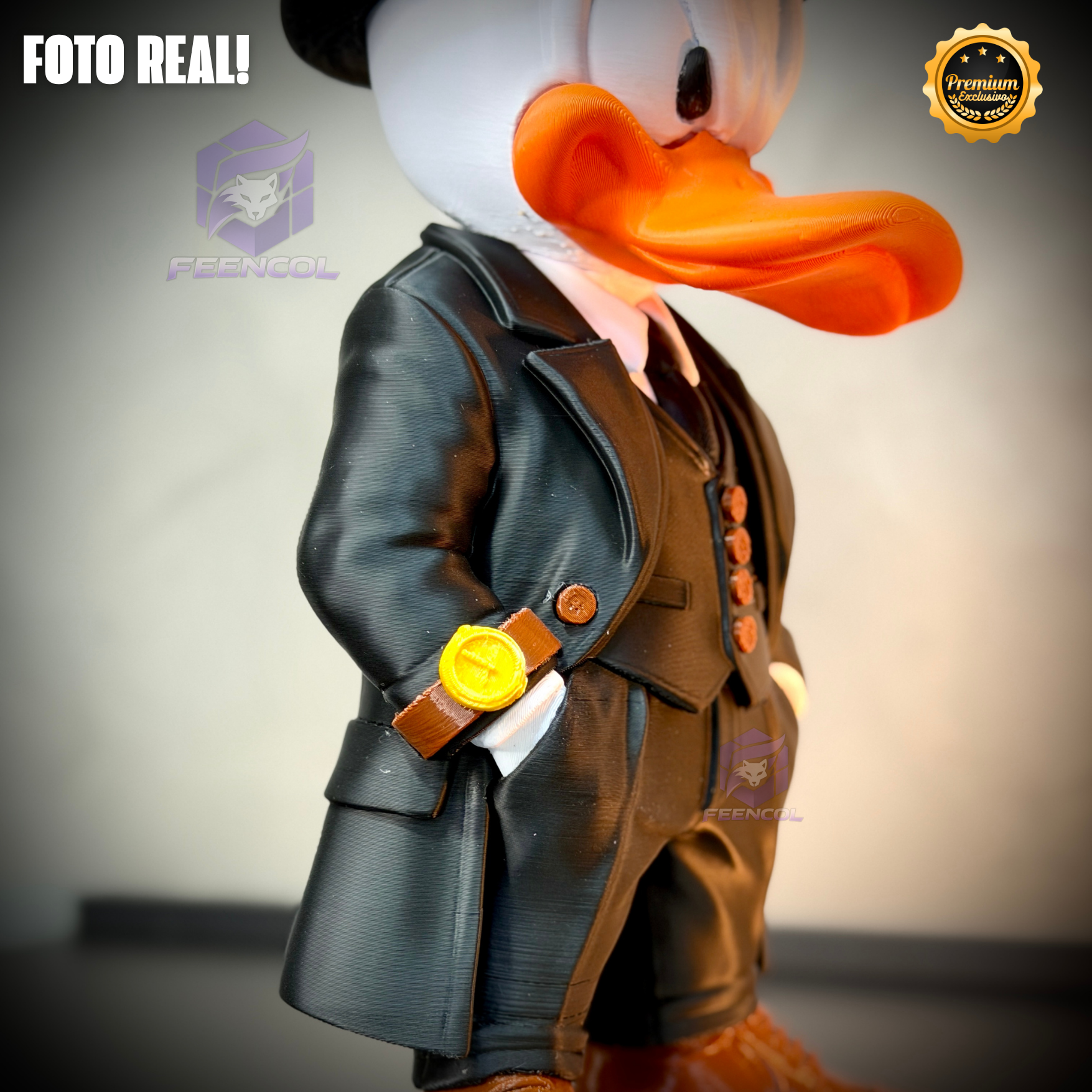 O Pato Donald Old Money – ( Figure decorativa Pato Donald Terno e cartola) GRANDE EXCLUSIVO Premium de Luxo a mão, Pronta entrega