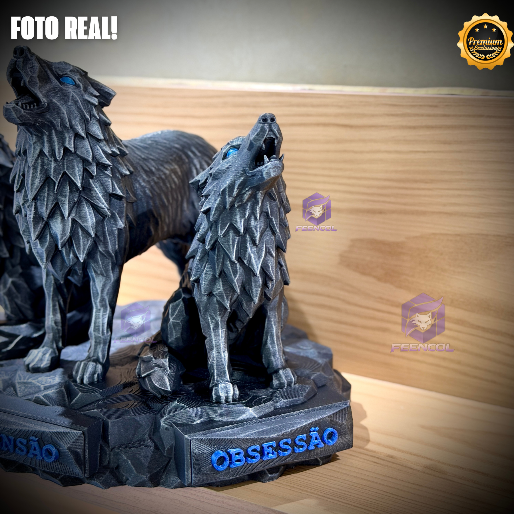 The Wolf Ascension ORIGINAL Premium Decorativos ( 3 Lobos Preparação, Obsessão, Ascensão) de Luxo pintados a mão, Pronta entrega