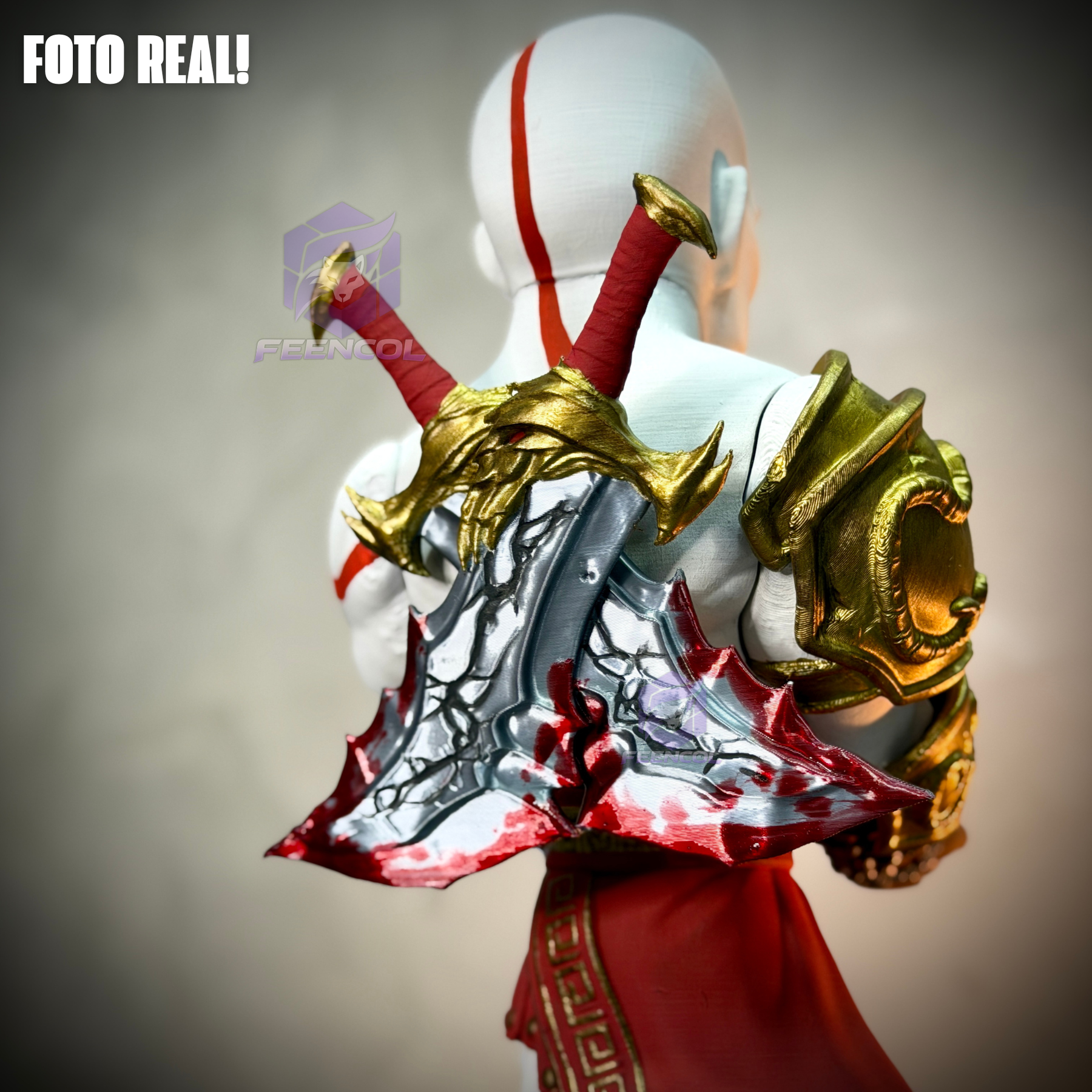 Suporte SUPER Premium Para Controle de Playstation e Xbox Kratos Jovem de luxo  pintado a mão Pronta Entrega com chaveiro de brinde