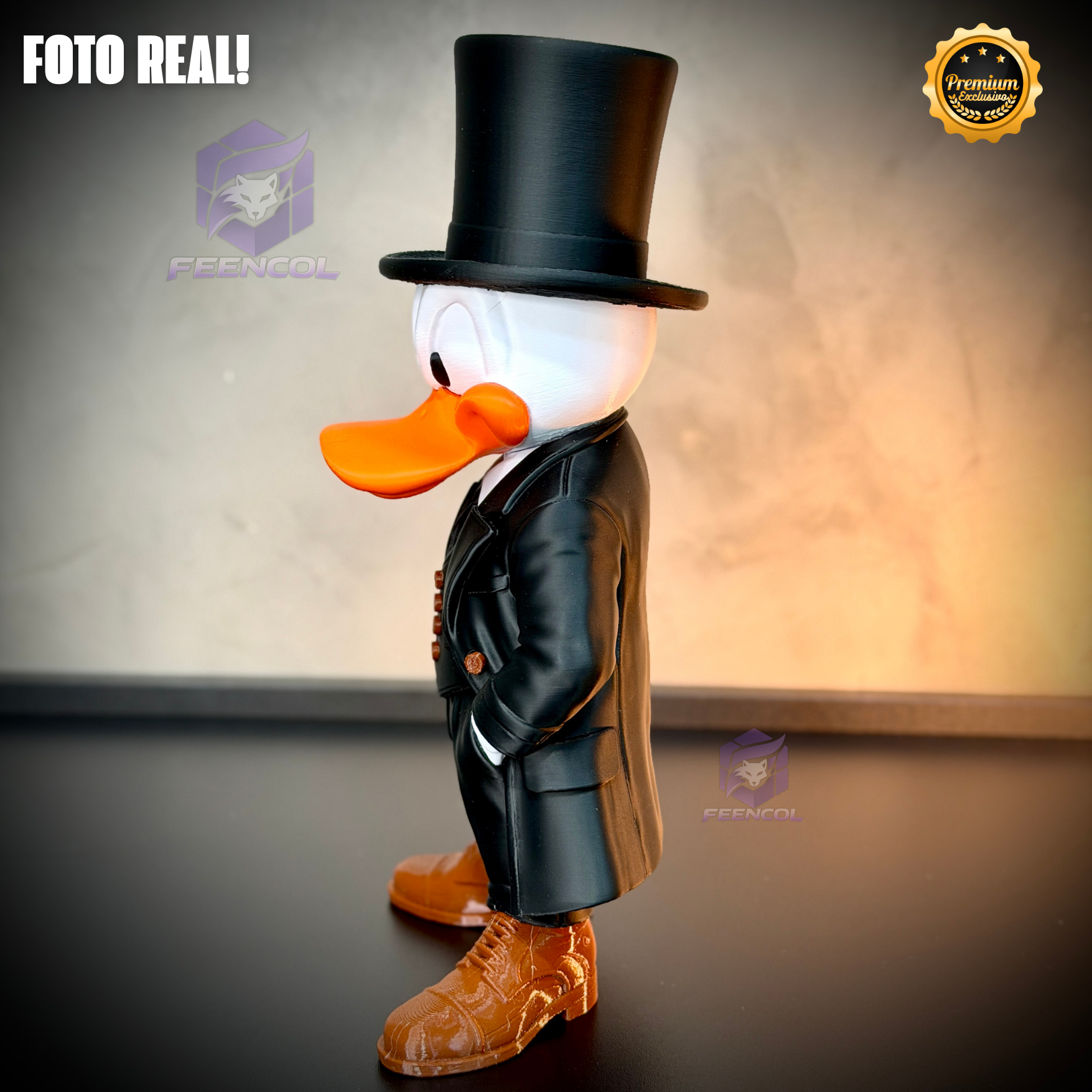 O Pato Donald Old Money – ( Figure decorativa Pato Donald Terno e cartola) GRANDE EXCLUSIVO Premium de Luxo a mão, Pronta entrega