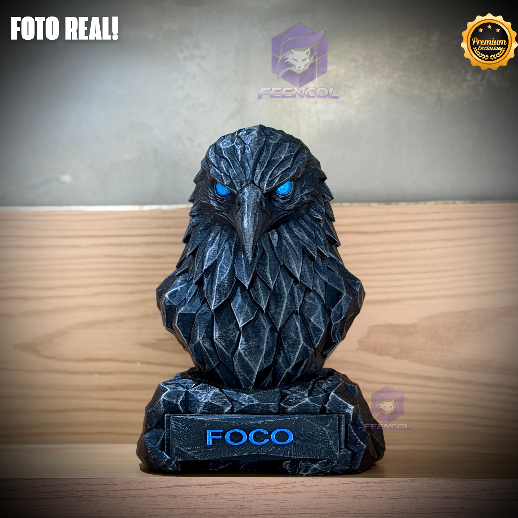 Os Bustos da Fé ORIGINAL Premium Decorativos KIT 3 BUSTOS COMPLETO Aguia Foco, Tigre Força, Leão Fé de Luxo pintados a mão, Pronta entrega
