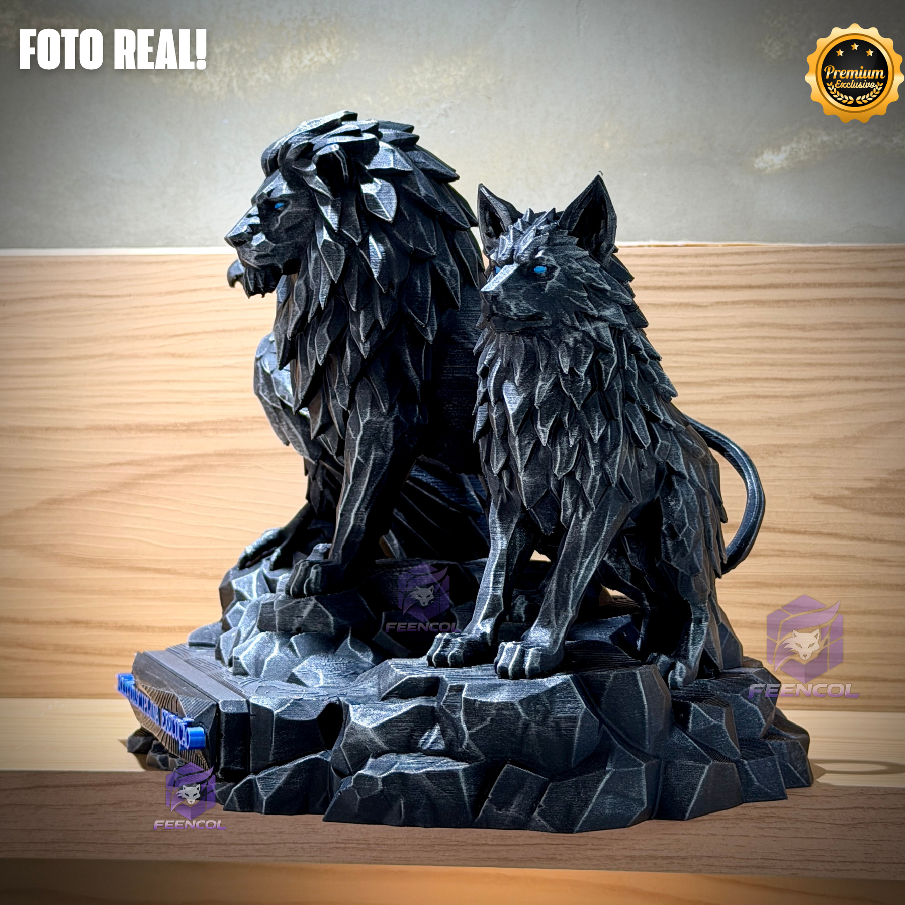 Os Guardiões do Poder ORIGINAL ® Premium Decorativos KIT 3 TOTENS CORPO COMPLETO  Leão Disciplina, Lobo Execução, Aguia Foco, de Luxo pintados a mão, Pronta entrega