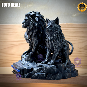 Os Guardiões do Poder ORIGINAL ® Premium Decorativos KIT 3 TOTENS CORPO COMPLETO  Leão Disciplina, Lobo Execução, Aguia Foco, de Luxo pintados a mão, Pronta entrega