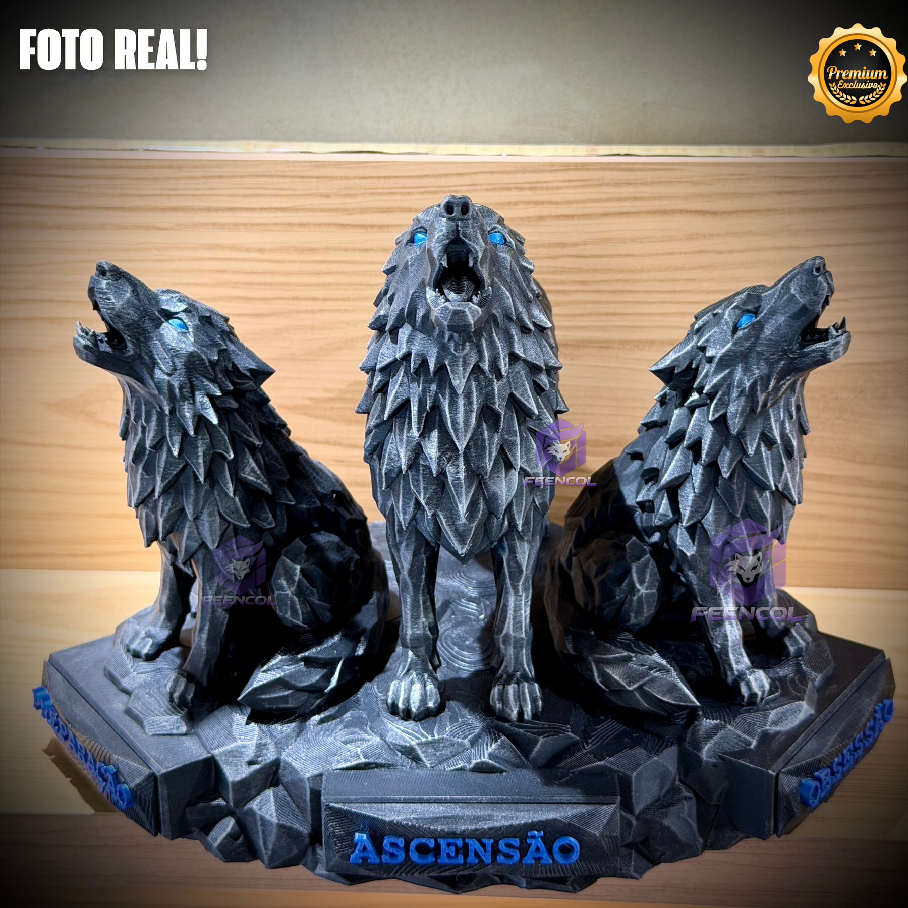 The Wolf Ascension ORIGINAL Premium Decorativos ( 3 Lobos Preparação, Obsessão, Ascensão) de Luxo pintados a mão, Pronta entrega