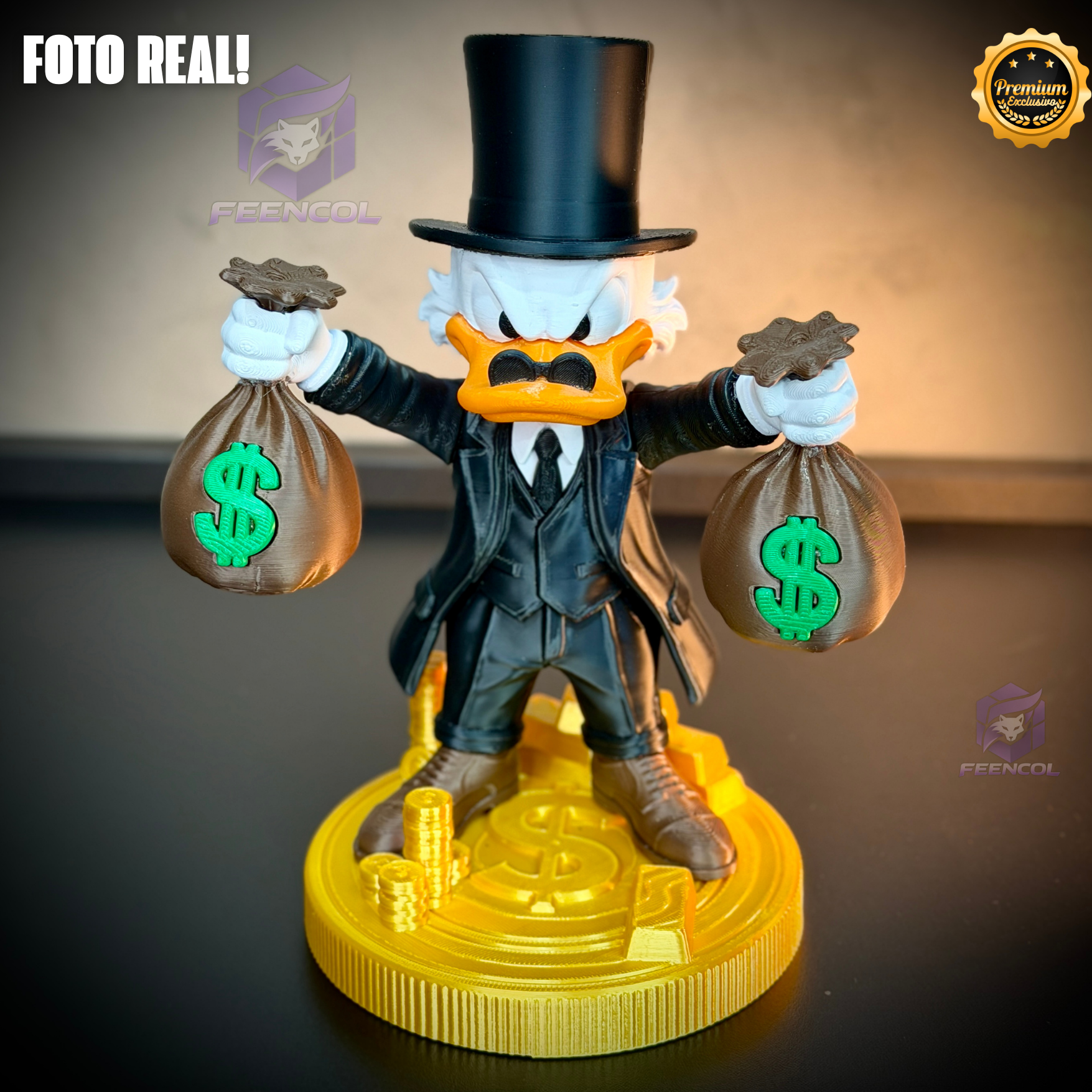 The Old Money Duck – ( Figure decorativa Tio Patinhas saco de dinheiro) EXCLUSIVO Premium de Luxo a mão, Pronta entrega, Frete Grátis