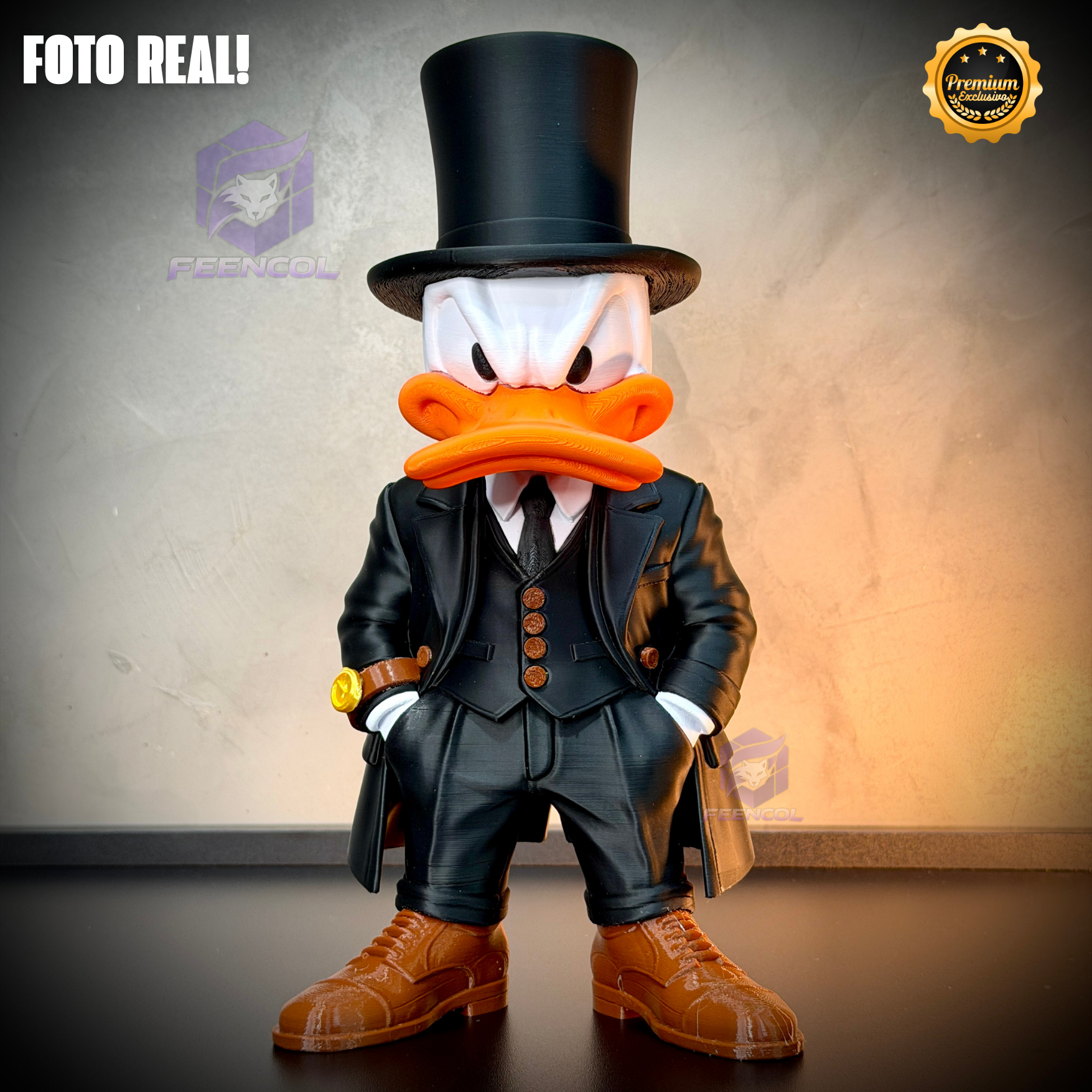 O Pato Donald Old Money – ( Figure decorativa Pato Donald Terno e cartola) GRANDE EXCLUSIVO Premium de Luxo a mão, Pronta entrega