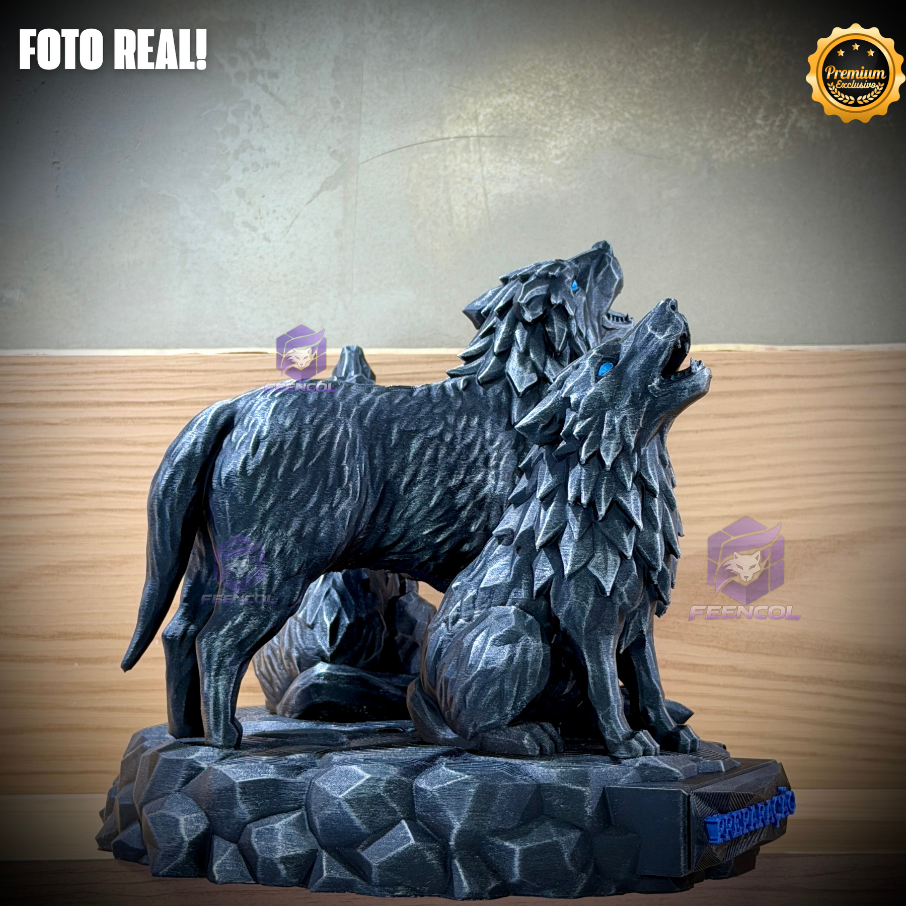 The Wolf Ascension ORIGINAL Premium Decorativos ( 3 Lobos Preparação, Obsessão, Ascensão) de Luxo pintados a mão, Pronta entrega