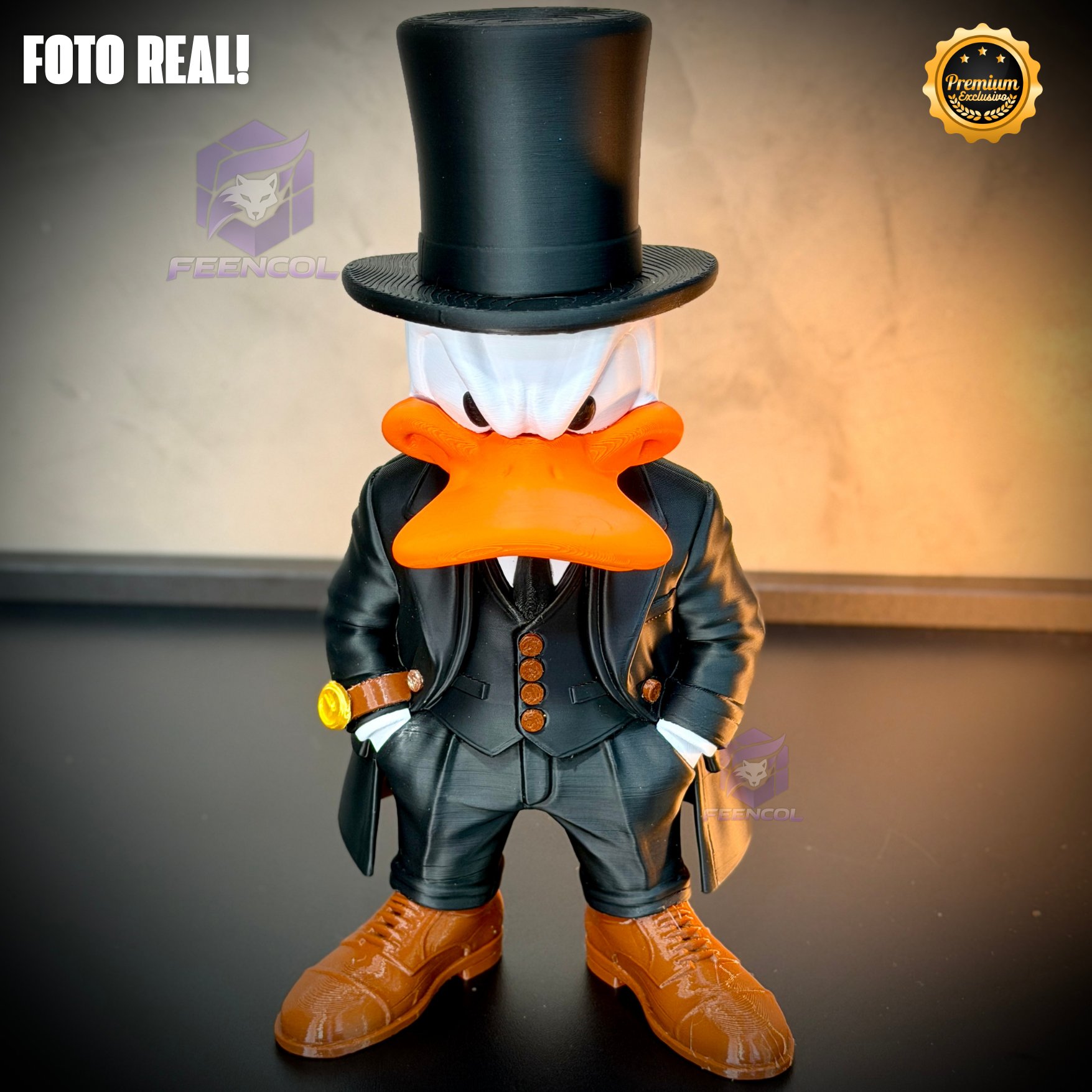 O Pato Donald Old Money – ( Figure decorativa Pato Donald Terno e cartola) GRANDE EXCLUSIVO Premium de Luxo a mão, Pronta entrega