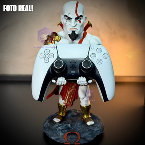 Suporte SUPER Premium Para Controle de Playstation e Xbox Kratos Jovem de luxo  pintado a mão Pronta Entrega com chaveiro de brinde