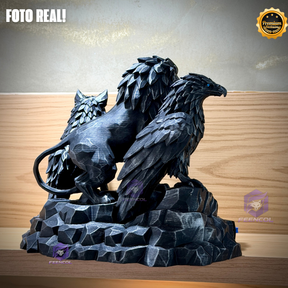 Os Guardiões do Poder ORIGINAL ® Premium Decorativos KIT 3 TOTENS CORPO COMPLETO  Leão Disciplina, Lobo Execução, Aguia Foco, de Luxo pintados a mão, Pronta entrega